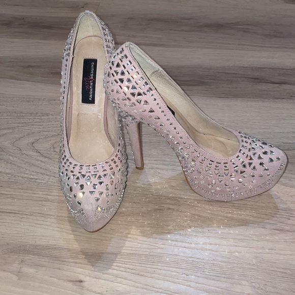 Chinese Laundry Elise sparkle platform heels with silver rhinestone 6 - Picture 4 of 12